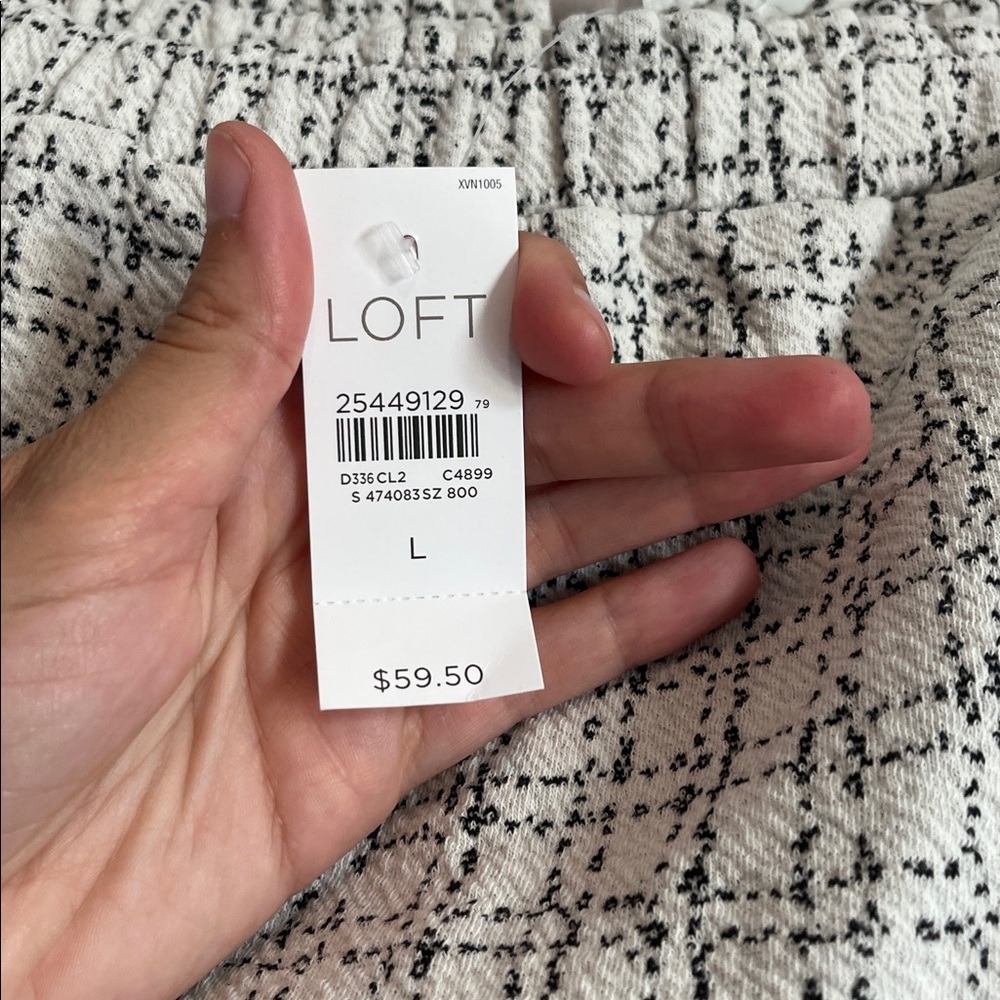 NWT Loft White & Black Pull On Skirt W/ Pockets - Picture 8 of 9